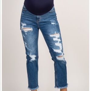 NWT pinkblush maternity distressed cropped jeans